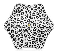 Ombrello nero bianco leopardato per bambini sole e pioggia con angoli arrotondati ombrelli con manico a J Hook