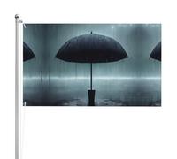 Ombrello nero sotto la pioggia Bandiera bifacciale 3 x 1,5 m. Bandiera esterna a triplo strato pesante su entrambi i lati, 0,9 x 1,5 m, striscione da giardino in poliestere.