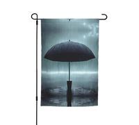 Ombrello nero sotto la pioggia Bandiera decorativa da giardino 30,5 x 45,7 cm anti-pieghe e anti-sbiadimento adatta per giardino, cortile, prato, balcone