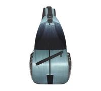 Ombrello nero sotto la pioggia Borsa a tracolla da uomo con tracolla regolabile, adatta per escursioni all'aperto o pendolarismo quotidiano