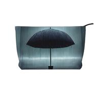 Ombrello nero sotto la pioggia Chiusura a cerniera Borsa per il trucco in velluto a coste Organizer multifunzionale 22x7x17cm per Viaggi Campeggio Vacanze Fitness, Nero , Taglia unica