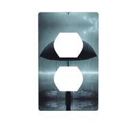 Ombrello nero sotto la pioggia Duplex Presa Presa Presa Piastra da Muro, Dimensioni Standard 1-Gang, Policarbonato Termoplastica.