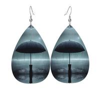 Ombrello nero sotto la pioggia Orecchini in pelle a forma di goccia sono un accessorio lussuoso e alla moda adatto per le donne, mostrando fascino individuale.