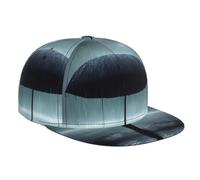 Ombrello nero sotto la pioggia stampato berretto da baseball, cappello piatto regolabile, cappello da sole sport all'aria aperta