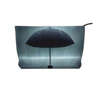 Ombrello nero sotto la pioggia Stampe Borsa cosmetica in velluto a coste per riporre cosmetici con chiusura a cerniera per viaggi, campeggio e uso quotidiano