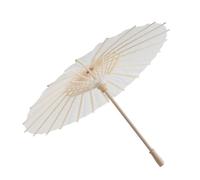 Ombrello Parasole Cinese in Carta e Bambù Naturale, Decorazione per Matrimonio Sposa Accessorio Wedding Bianco Legno, Diametro 40 cm