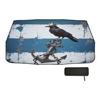 Ombrello parasole per parabrezza auto, 58 x 29,7 cm, con corvo reale blu-bianco, ruotabile a 360°, protezione UV e termica, per auto, SUV, camion
