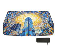 Ombrello parasole per parabrezza auto, 58 x 29,7 cm, in vetro colorato, colore blu e giallo, girevole a 360°, protezione UV e termica, per auto, SUV, camion