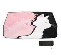 Ombrello parasole per parabrezza auto, 58 x 29,7 cm, simpatico gatto nero, girevole a 360°, protezione UV e termica, per auto, SUV, camion
