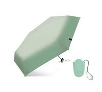 Ombrello parasole pieghevole in plastica nera ultraleggero a sei pieghe, adatto per giornate di sole e pioggia, verde+borsa