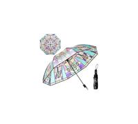 Ombrello parasole vintage trasparente, ombrello automatico in vetro colorato, grazioso ombrello pieghevole automatico, dipinto a mano in vetro colorato, protezione UV da sole e pioggia, per donne e