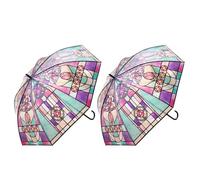 Ombrello parasole vintage trasparente, ombrello in vetro colorato, ombrello completamente automatico, ombrello pieghevole, 8 triplice