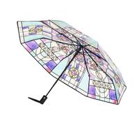 Ombrello parasole vintage trasparente, ombrello in vetro colorato vintage, ombrello trasparente trasparente, ombrello automatico da donna, compatto, unico, estetico, per ragazze, Multicolore, Single