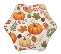Ombrello per bambini con foglie autunnali e zucche color crema, facile da aprire e chiudere, resistente al vento, ombrelli per bambini 4T-8 Y, tettoia da 88,9 cm