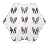 Ombrello per bambini con punte di sicurezza arrotondate, gancio parasole e pioggia ombrello per bambini 4T-8 Y, 35 pollici baldacchino, cartone animato bulldog francese bianco