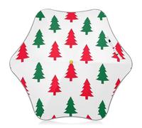 Ombrello per bambini con punte di sicurezza arrotondate, ombrello leggero per sole e pioggia per bambini 4T-8 Y, tettoia da 89 cm, alberi di Natale carini bianchi