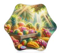 Ombrello per bambini con punte di sicurezza arrotondate, ombrello leggero per sole e pioggia per bambini 4T-8 Y, baldacchino da 89 cm, frutti tropicali estivi