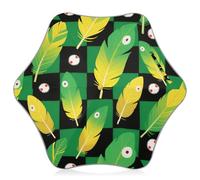Ombrello per bambini con stampa di piume a scacchi verde fluorescente e nero ombrello protezione da vento e pioggia con striscia riflettente (scenario) con manico facile da impugnare per esterni