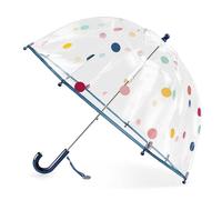 Ombrello per bambini con tetto a cupola - Design leggero e divertente, protezione dal vento e dalla pioggia, ombrello a forma di campana, trasparente, regalo per bambini, Punto blu, Small