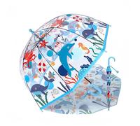 Ombrello per bambini con tetto a cupola, leggero e divertente, con protezione dal vento e dalla pioggia, a forma di campana, trasparente, regalo per bambini, Blu delfino, Small
