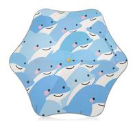 Ombrello per bambini e bambini, con grazioso delfino, protezione da pioggia, sole e vento, con striscia riflettente, chiusura a prova di pizzico e manico con gancio facile da impugnare, per bambine e