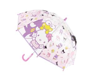 Ombrello per bambini Hello Kitty, trasparente, 45 cm, POE, manico curvo rosa e aste in fibra di vetro, licenza ufficiale per la scuola e i giorni di pioggia