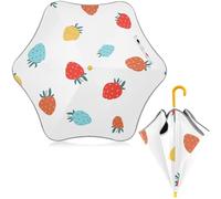 Ombrello per bambini Ombrello colorato Frutta Fragola per Pioggia UV Protezione Solare Ragazzi Ragazze con Impugnatura Facile Gancio, Multi