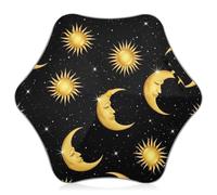 Ombrello per bambini ragazzo ragazza, ombrello antivento per pioggia, ombrelli bastone per scuola, viaggi, attività all'aperto, vintage oro luna sole nero