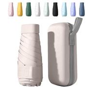 Ombrello Piccolo, Mini Ombrello Tascabile, Ombrello Da Viaggio Da Viaggio Pioggia e Sole Piccolo Compatto Ombrello Da Donna Piccolo Ombrello Anti-Uv Per Pioggia（beige）