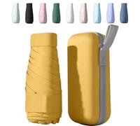 Ombrello Piccolo, Mini Ombrello Tascabile, Ombrello Da Viaggio Da Viaggio Pioggia e Sole Piccolo Compatto Ombrello Da Donna Piccolo Ombrello Anti-Uv Per Pioggia（GIALLO）