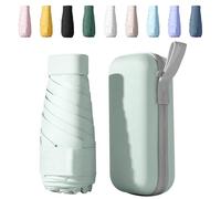 Ombrello Piccolo Tascabile Da Viaggio - Mini Ombrello Compatto Per Pioggia e Sole - Anti-UV Per Donna (Verde Menta)