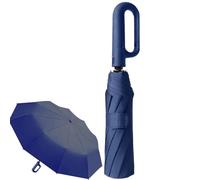Ombrello pieghevole automatico, ombrello con gancio completamente automatico, protezione UV, antivento, con manico a moschettone, compatto, da viaggio, con apertura automatica, protezione solare