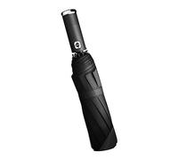Ombrello pieghevole con torcia a LED, antivento, da viaggio, con manico regolabile, compatto e portatile, per uomini e donne, Nero ossidiana