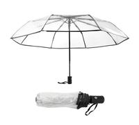 Ombrello pieghevole trasparente completamente automatico ombrello durevole esterno triplo pieghevole ombrello da viaggio ombrello compatto chiaro ombrello per pesca all'aperto viaggi