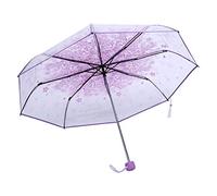 Ombrello Pieghevole Trasparente con Motivo a Fiori di Ciliegio Stampato 1pc, Ombrello da Principessa Romantico Alla Moda, Ombrello con Manico in Lega Resistente(viola)