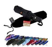 Ombrello Pieghevoli Antivento Automatico, [One Hand Open & Close], Tquens Compatto Antivento Ombrello con 41.5 Inch Wide Canopy Extra, Robusto Ombrello per esterno da viaggio