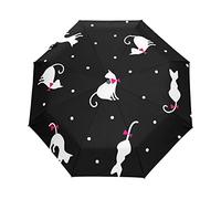 Ombrello Polka Dot Gatti Gattino Antivento 3 Fold Ombrello Auto Open Close per Donne Uomini Ragazze Ragazzi Unisex Ultraleggero Viaggi Esterni Ombrello Compatto