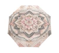 Ombrello rosa floreale estetico, con una mano aperta e chiusa | Ombrello compatto per viaggiatori, tessuto 100% poliestere pongee, baldacchino ad asciugatura rapida