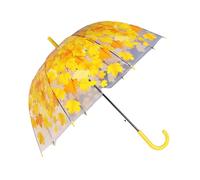 Ombrello trasparente a bolle automatico, antivento, manico confortevole per feste e fotografia per donne, giallo, Leaf
