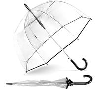 Ombrello trasparente a bolle d'aria Canopy Rainproof Ombrelli trasparenti per adulti, perfetto per matrimoni e lauree foto - J Hook si apre automaticamente, CHIARO nero, m