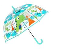 Ombrello trasparente a bolle per bambini, perfetto per camminare, manico curvo, cupola trasparente e carina, ombrello di sicurezza per bambini Clear Umbrella, Dinosauri blu