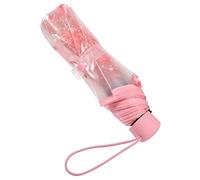 Ombrello Trasparente con Fiori di Ciliegio, 1 Pezzo Trasparente Pieghevole alla Moda Princess Sakura Blossom Ombrelli da Pioggia Rosa Manuale Tipo Aperto con Robusta Impugnatura (Rosa)