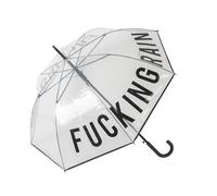 Fisura - Ombrello trasparente f*cking rain. Ombrello giovanile trasparente. Ombrello automatico con pulsante. Ombrello antivento resistente. Diametro di 103 centimetri.