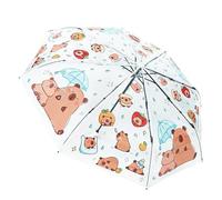 Ombrello trasparente per bambini, a tema capibara, pieghevole, ad asciugatura rapida, con bolle trasparenti, per bambini e bambine