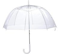 Ombrello Trasparente per Pioggia Adulto e Matrimonio - Apertura Automatica, Maniglia Gancio, Cupola a Campana 8 Costole, Bianco - Ideale per Foto