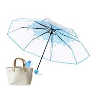 Ombrello trasparente per ragazze con stampa floreale - Design a tre pieghe | Principessa Pioggia per Ragazze Donne Adulti Elegante Carino Compatto Leggero Portatile Kawaii Moda Quotidiano Pendolarismo