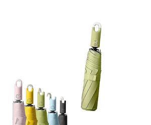 Ombrello Triplo Apribile E Retrattile con Fibbia, Ombrello Pieghevole con Apertura Automatica E Chiusura Automatica per Donna E Uomo, Ombrello da Viaggio Portatile (Green)