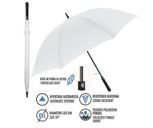 Ombrello Uomo Perletti Parasole Pioggia Lungo Golf Antivento Bianco