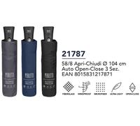 Ombrello Uomo Portatile XL Perletti Apri Chiudi Antivento Per Sole Pioggia 21787