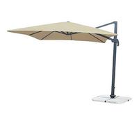 Ombrellone 3x3 In Alluminio Ruotabile Ecru Con Braccio Decentrato Palo Laterale